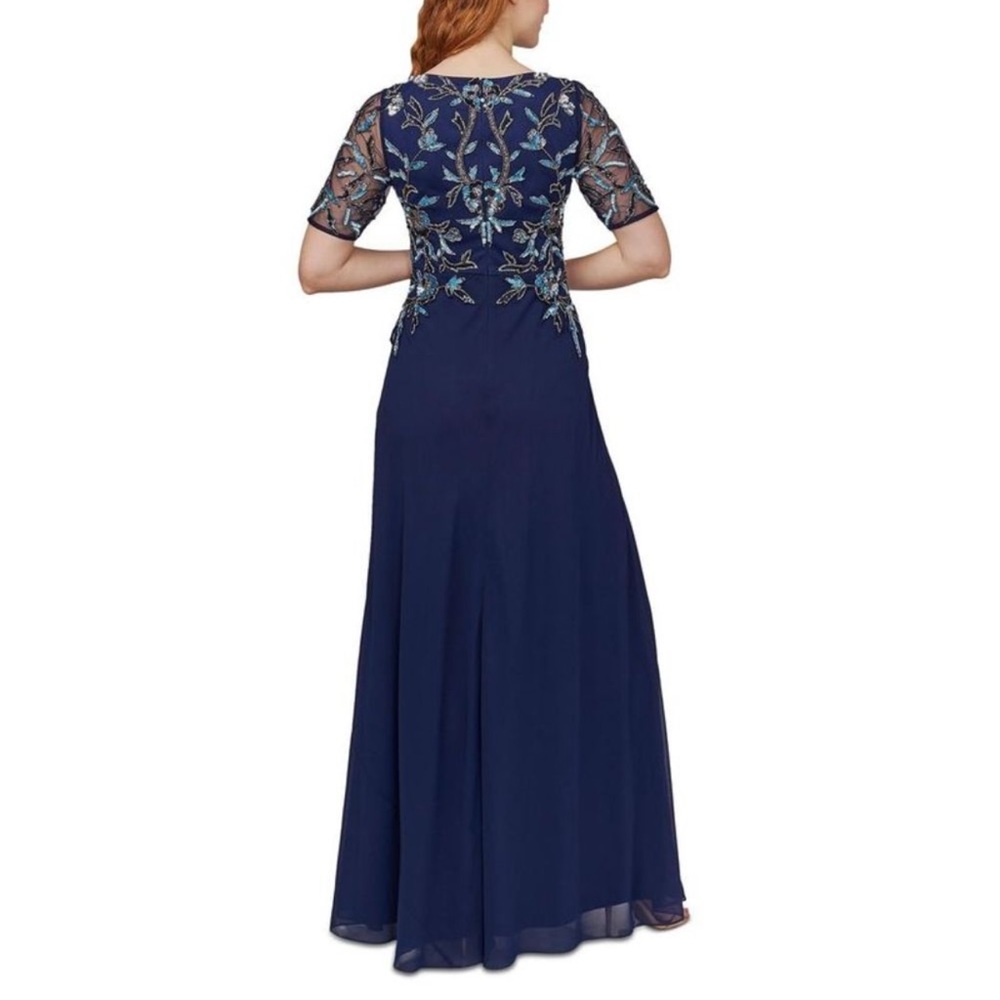 Women’s Sequins Floral Gown, Blue, Size 14 - Picture 3 of 3